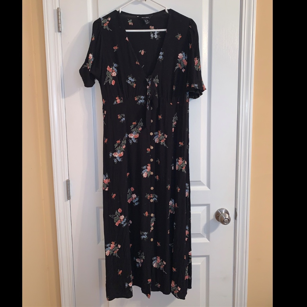 Floral button down midi dress